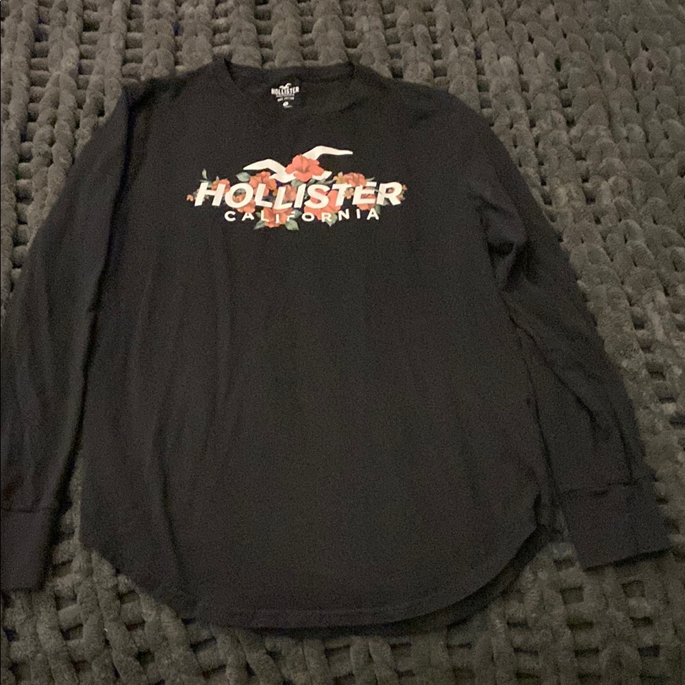 Hollister Black Long Sleeve Tee Casual Cotton Blend